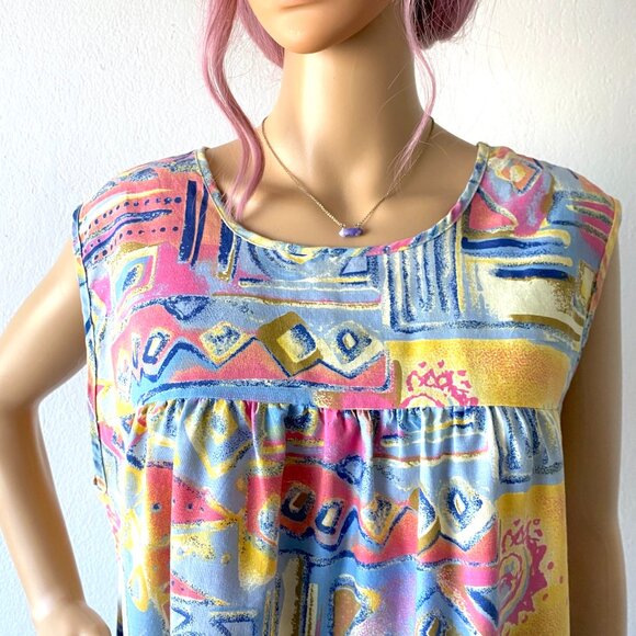 Plus Size House Dress Lounge Dress Casual Summer Midi Dress Abstract Colorful 1X - Picture 6 of 9